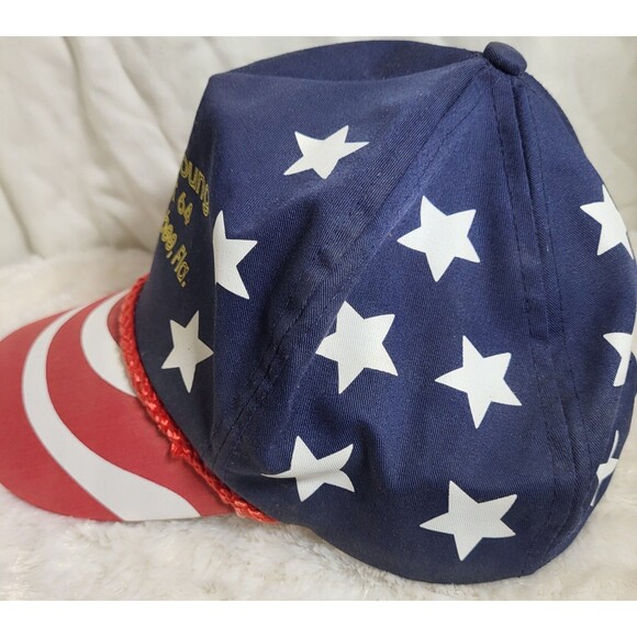 Vintage Nissun Cap Patriotic Rope Hat Legion Lounge Post 64 Okeechobee FL 80s90s - Picture 4 of 6